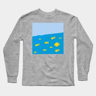 A school of yellow fish swimming in the blue sea Long Sleeve T-Shirt